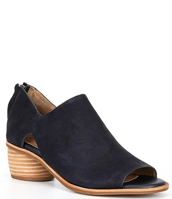 Sofft Carleigh Suede Rounded Stack Heel Peep Toe Shoes