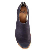 Sofft Carleigh Suede Rounded Stack Heel Peep Toe Shoes