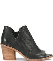 Sofft Molly Perforated Leather Stack Heel Peep Toe Shoes