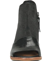 Sofft Molly Perforated Leather Stack Heel Peep Toe Shoes