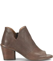 Sofft Molly Perforated Leather Stack Heel Peep Toe Shoes