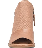 Sofft Molly Perforated Leather Stack Heel Peep Toe Shoes