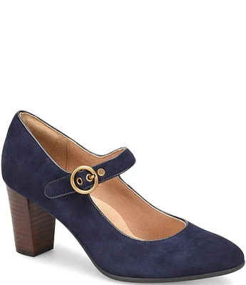 Sofft Petra Almond Toe Mary Jane Suede Pumps