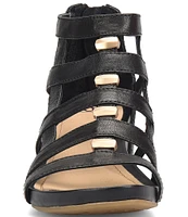 Sofft Rio II Leather Strappy Wedge Sandals