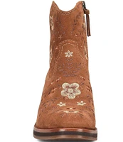 Sofft Sophie Floral Embroidered Suede Western Booties