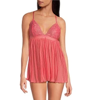 Soft Lace Cup & Pleated Mesh Babydoll