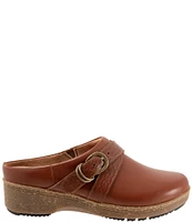 SoftWalk Asmara Leather Embossed Buckle Strap Clogs