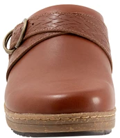 SoftWalk Asmara Leather Embossed Buckle Strap Clogs