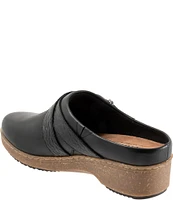 SoftWalk Asmara Leather Embossed Buckle Strap Clogs