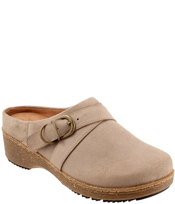 SoftWalk Asmara Suede Buckle Strap Clogs