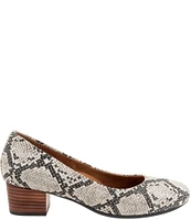 SoftWalk Lynn Snake Print Leather Block Heel Pumps