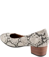 SoftWalk Lynn Snake Print Leather Block Heel Pumps