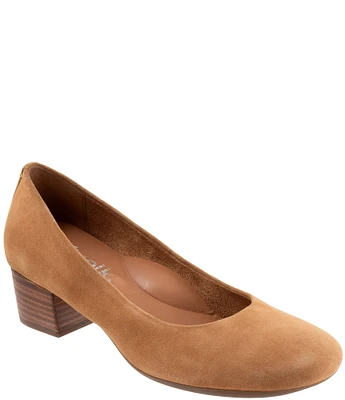 SoftWalk Lynn Suede Block Heel Pumps