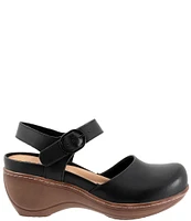 SoftWalk Mabelle Leather Ankle Strap Clogs