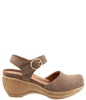 SoftWalk Mabelle Nubuck Suede Ankle Strap Clogs