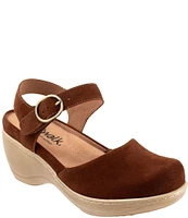 SoftWalk Mabelle Suede Ankle Strap Clogs