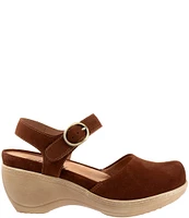 SoftWalk Mabelle Suede Ankle Strap Clogs