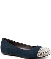 SoftWalk Sonoma Suede & Snake Print Cap Toe Ballet Flats