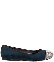 SoftWalk Sonoma Suede & Snake Print Cap Toe Ballet Flats