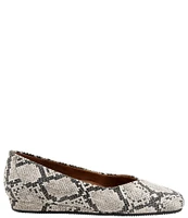 SoftWalk Vellore Snake Print Leather Square Toe Flats