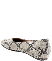 SoftWalk Vellore Snake Print Leather Square Toe Flats