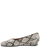 SoftWalk Vellore Snake Print Leather Square Toe Flats