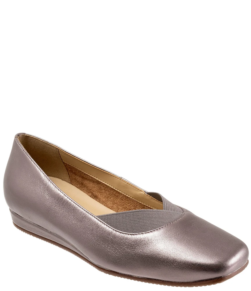 SoftWalk Viana Leather Square Toe Slip-On Flats