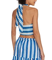 SOLID & STRIPED Naomi Halter Neck Cut-Out Crop Sleeveless Cover-Up Top