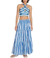 SOLID & STRIPED Naomi Halter Neck Cut-Out Crop Sleeveless Cover-Up Top