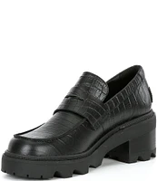 Sorel Joan Now City Crocodile Embossed Heeled Loafers