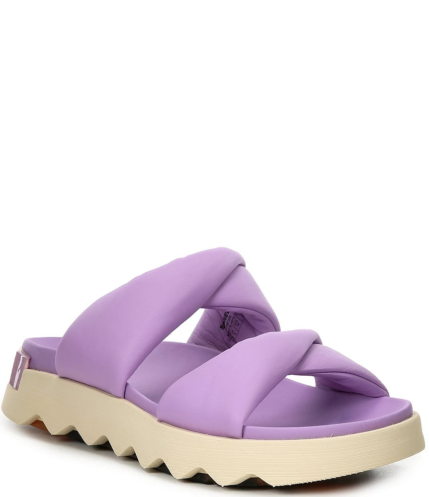 Sorel Vibe Puff Twist Leather Platform Slide Sandals