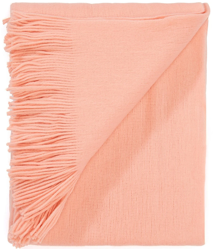 Southern Living Ashford Brushed Knit Fringed Acrylic Throw Blanket