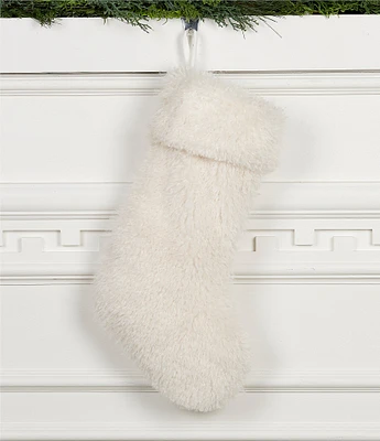 Southern Living Blue Christmas Collection Faux Fur Stocking