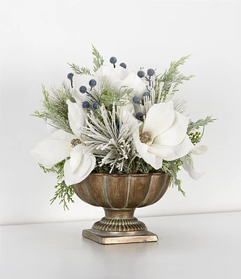 Southern Living Blue Christmas Collection Magnolia Faux Floral Arrangement