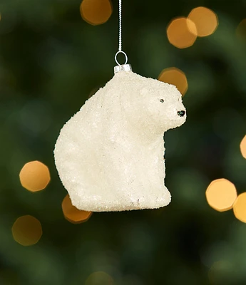 Southern Living Blue Christmas Collection Polar Bear Glass Ornament