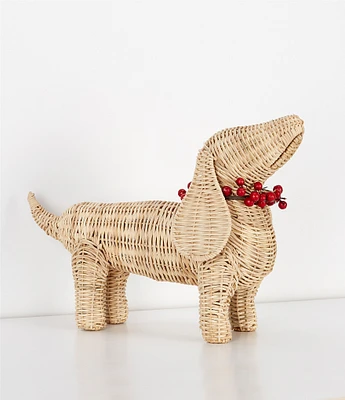Southern Living Blue Christmas Collection Wicker Dog Decor