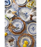 Southern Living Blue Floral Block Print Tablecloth