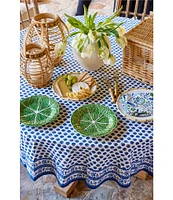 Southern Living Blue Floral Block Print Tablecloth