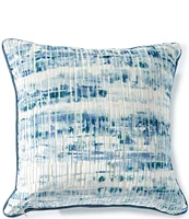Southern Living Blue Multi Printed Embossed Stripe Square Pillow