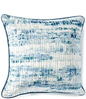 Southern Living Blue Multi Printed Embossed Stripe Square Pillow