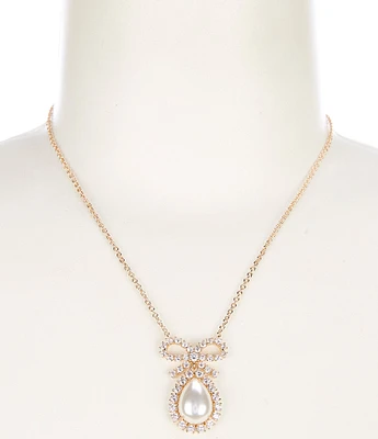 Southern Living Borrowed & Blue by Southern Crystal CZ Pave Pearl Cab Teardrop Short Pendant Necklace