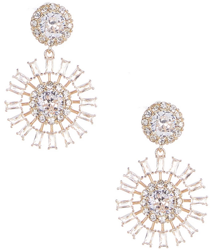 Southern Living Borrowed & Blue by Southern Crystal CZ Stone Delicate Sunburst Drop Earrings