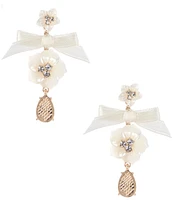 Southern Living Borrowed & Blue by Southern Living Crystal Floral Pearl Teardrop Drop Earrings