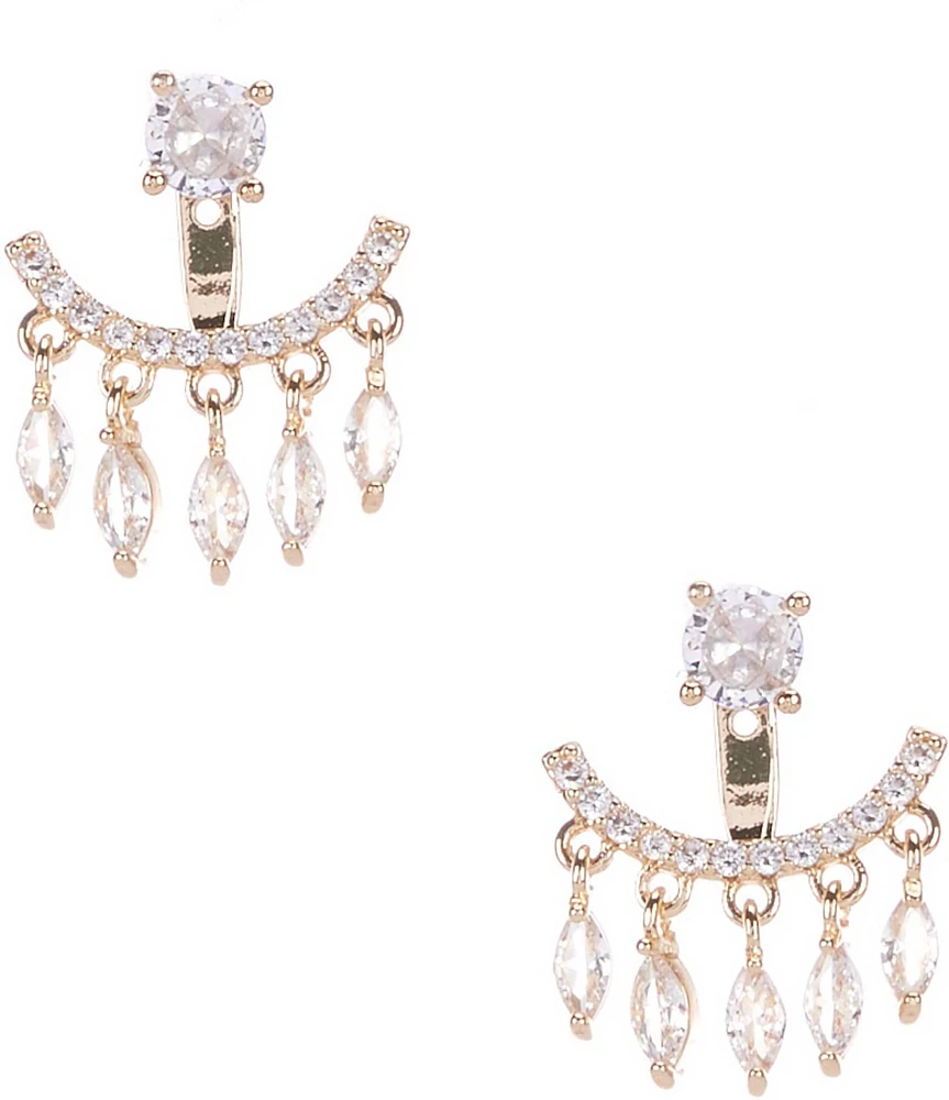 Southern Living Borrowed & Blue By Southern Living Cubic Zirconia Stones Front Back Drop Earrings