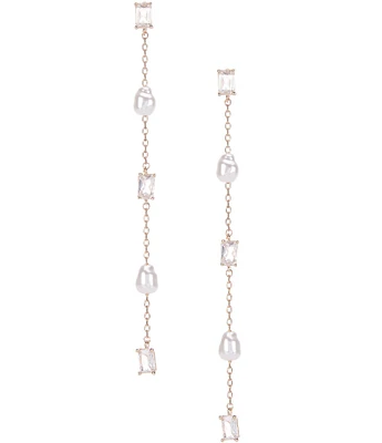 Southern Living Borrowed & Blue By Southern Living Cubic Zirconia Stone and Pearl Linear Earrings