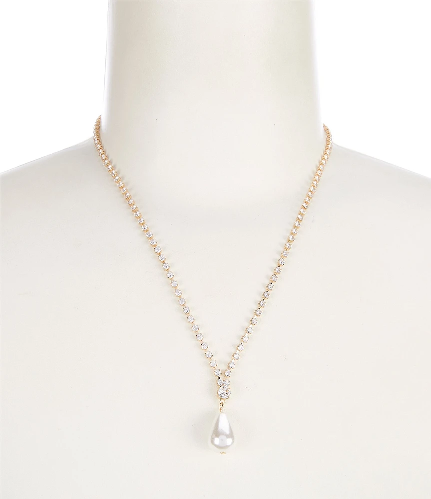 Southern Living Borrowed & Blue By Southern Living Cubic Zirconia Stone Short Pendant Necklace with Pearl Drop