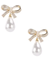Southern Living Borrowed & Blue by Southern Living CZ Stone Bow Pearl Drop Earrings