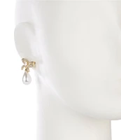 Southern Living Borrowed & Blue by Southern Living CZ Stone Bow Pearl Drop Earrings