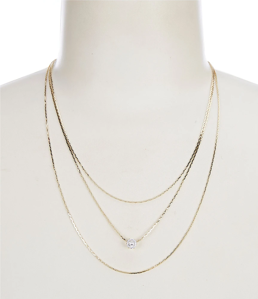 Southern Living Borrowed & Blue by Southern Living Delicate Short Multi-Strand Necklace with Cubic Zirconia Stone