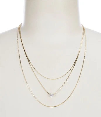 Southern Living Borrowed & Blue by Southern Living Delicate Short Multi-Strand Necklace with Cubic Zirconia Stone